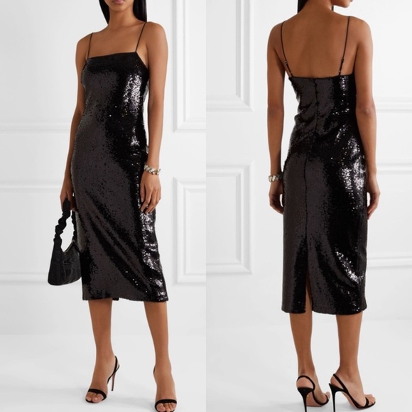 Cami NYC The Camille Black Sequin Midi Dress - Picture 1 of 14